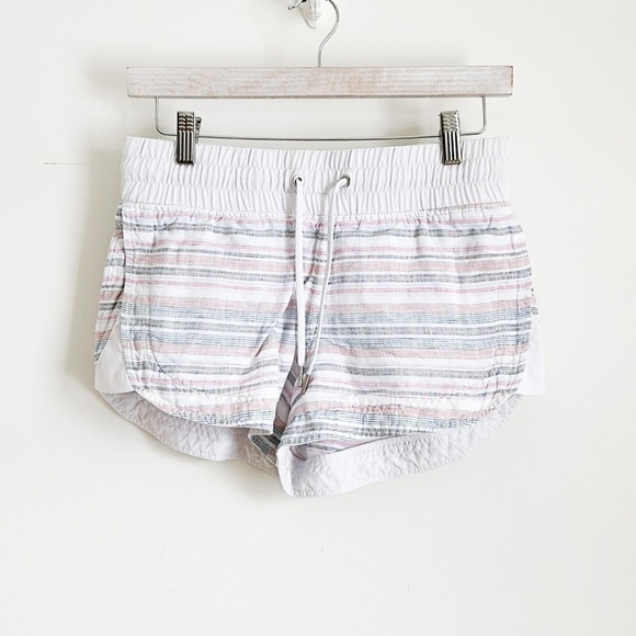 Athleta Cabo Beachside Striped Linen Athletic Athleisure Shorts 2 - Picture 5 of 11